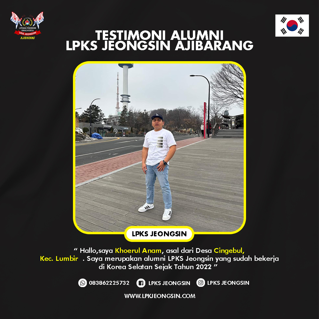 Testimoni Alumni LPKS Jeongsin yang sudah bekerja di Korea Selatan  Selain bekerja di sana ,kalian juga bisa menikmati keindahan dan hiburan yang ada di Korea Selatan  Bagi Kalian yang tertarik untuk bisa bekerja di Korea Selatan seperti mereka kalian bisa langsung bergabung bersama LPKS Jeongsin   Info Lengkapnya Kalian bisa hubungi :   - 0838-6222-5732